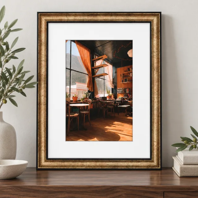 Dark Gold Photo Frame 12x16 with Mat for 8x12