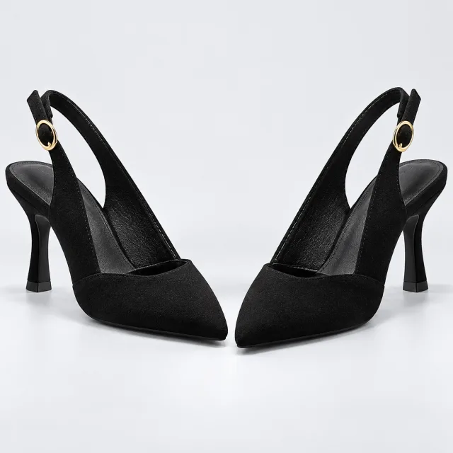 Women's Slingback Kitten Heels Closed Pointed Toe Backless
