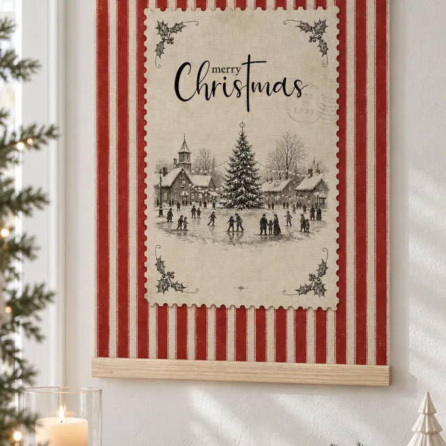 Vintage Christmas Poster with Hanger
