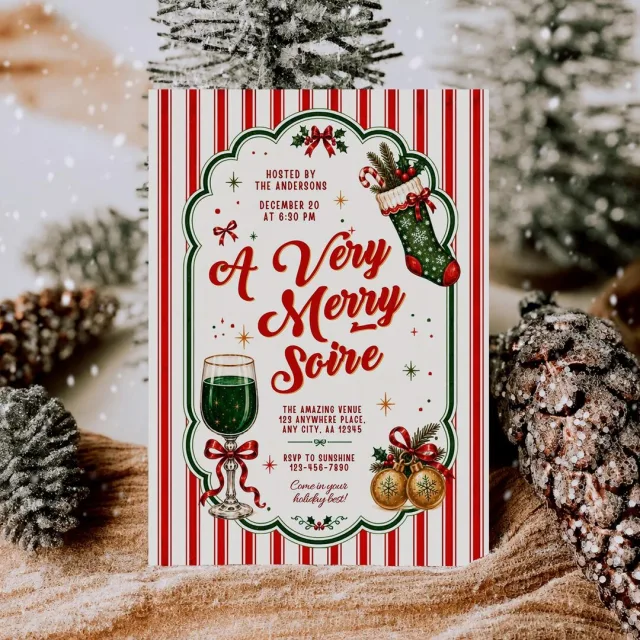 Very Merry Soirée Invitation, Vintage Style