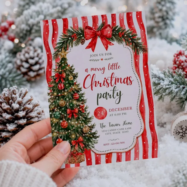 Merry Little Christmas Tree Invitation