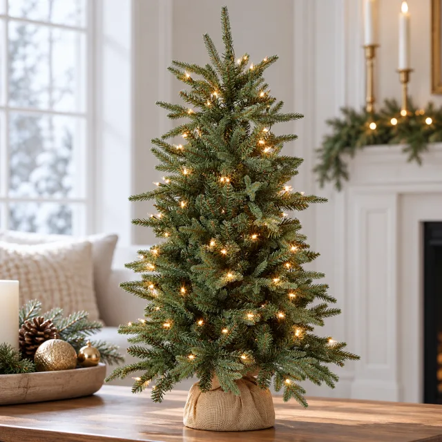 Pre-Lit Tree in Burlap Base