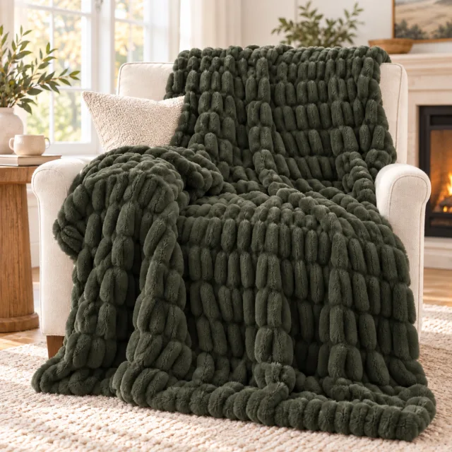 Faux Fur Throw Blanket, 60" x 80"