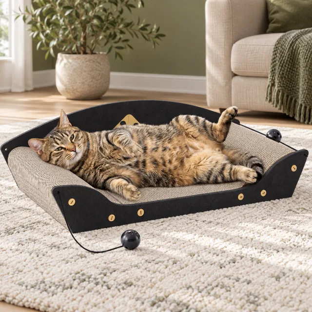 Cardboard Cat Scratcher Bed, Black