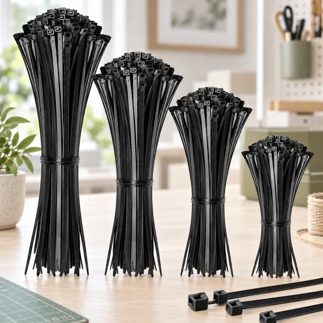 Cable Zip Ties, 400 Pack Black Assorted Sizes