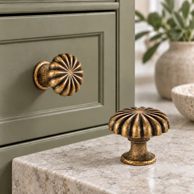 Antique Brass Cabinet Knobs, 10 Pack