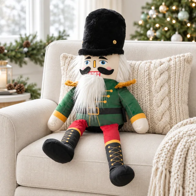 Handcrafted Velvet Nutcracker Christmas Throw Pillow, Style 2