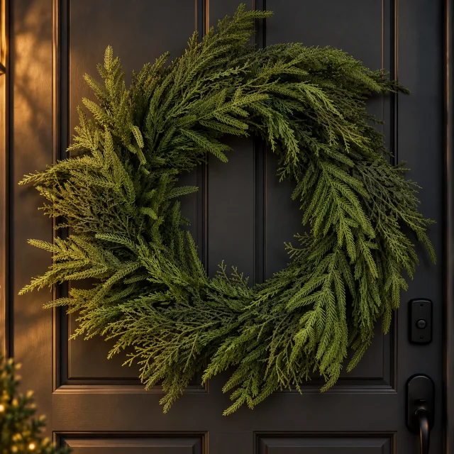 24 Inch Large Cedar Norfolk Pine Wreath for Front Door