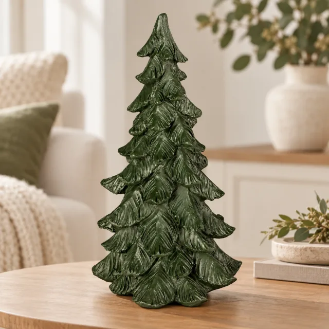 Slifka 8 Inch Resin Tabletop Spruce Tree Figurine
