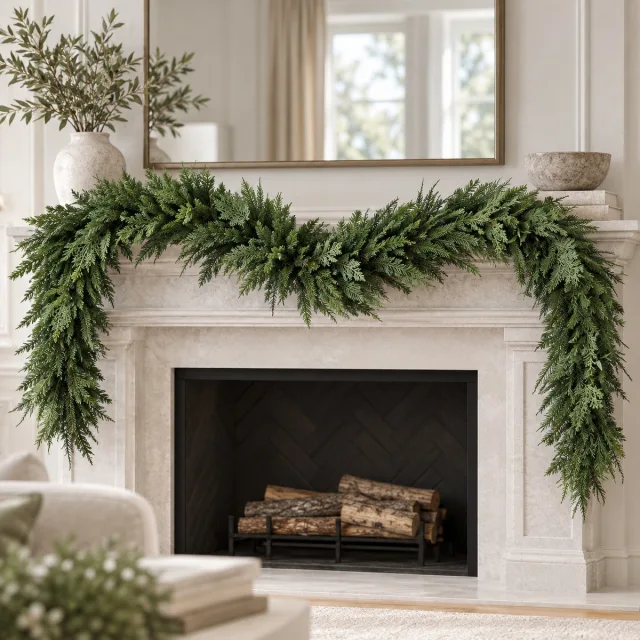 Grand Luxe Mixed Pine and Juniper Garland, 9 ft