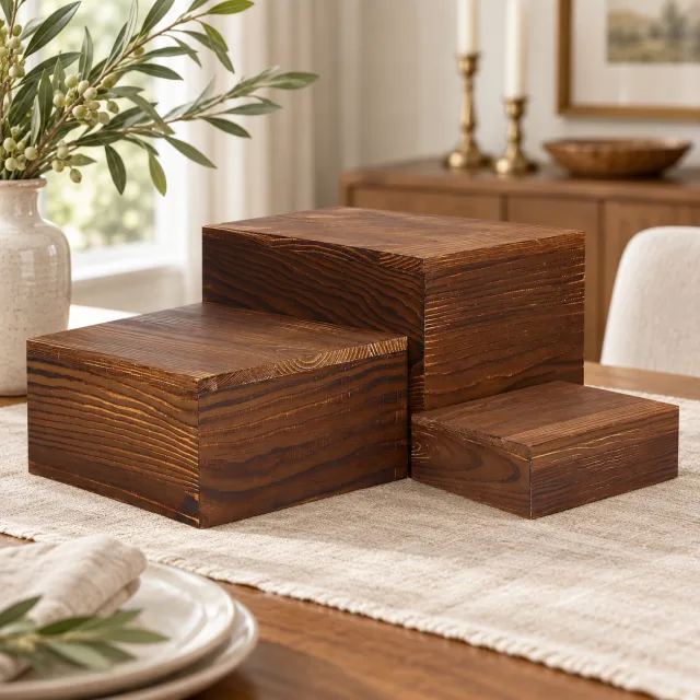 6 Pack Rustic Wooden Risers Display Stands