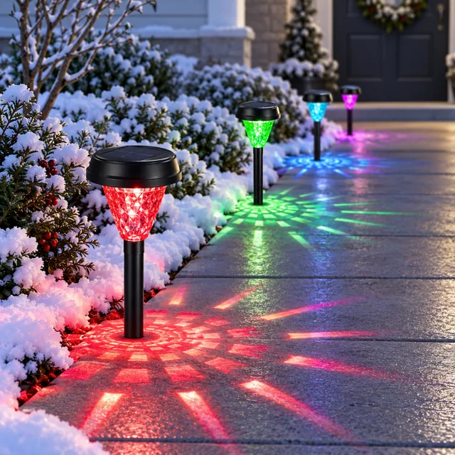 GIGALUMI Solar Christmas Pathway Lights, 12 Pack