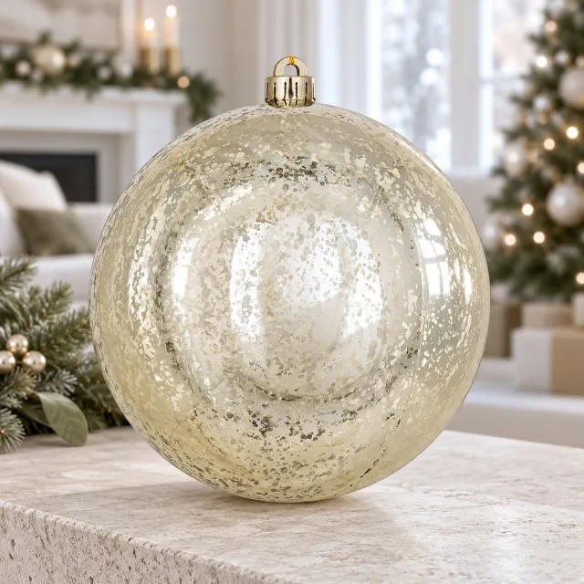 Vickerman 10" Champagne Shiny Mercury Ball Ornament