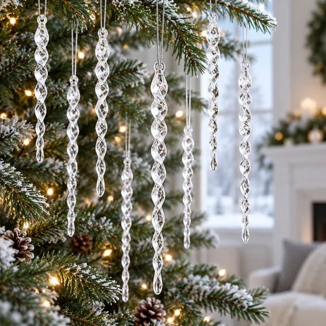 Clear Twisted Icicle Ornaments