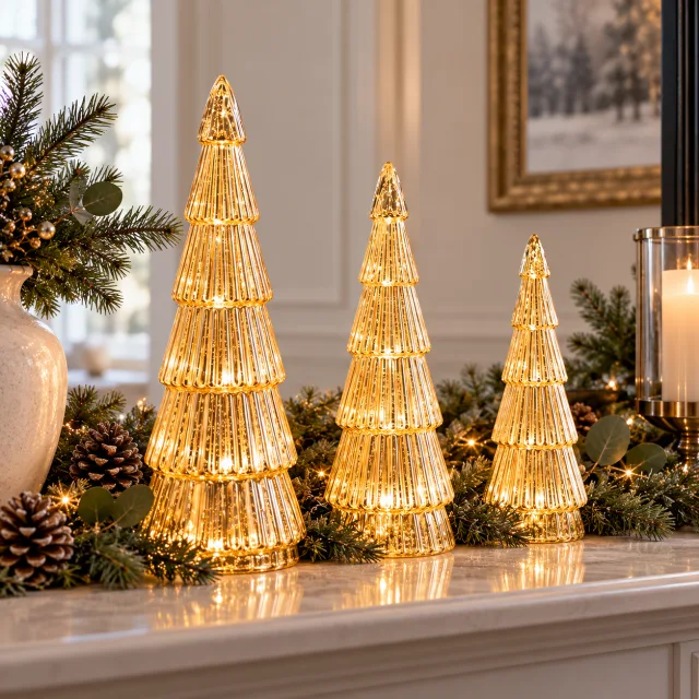 Light-Up Gold Trees