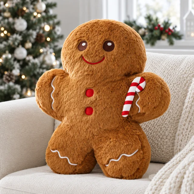 Gingerbread Man Shaped Plush Christmas Pillows