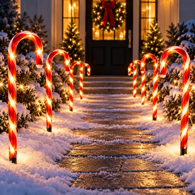 10 Pack Solar Candy Cane Lights, 21 Inch