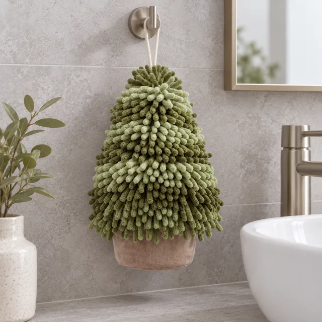 Christmas Tree Chenille Hand Towels, Set of 2