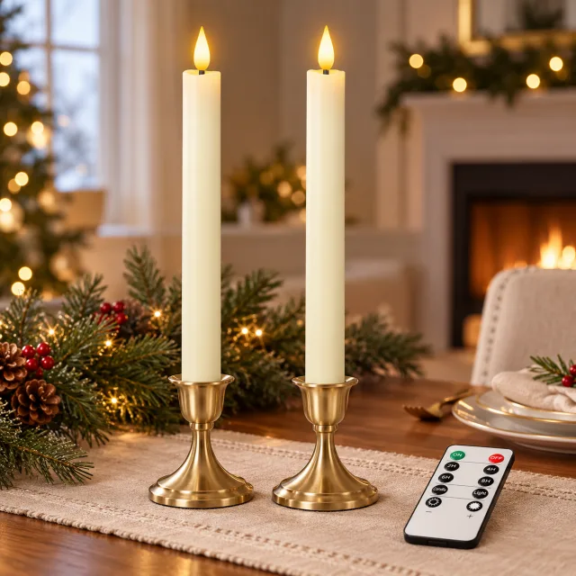 Flameless Taper Candles with Remote and Timer