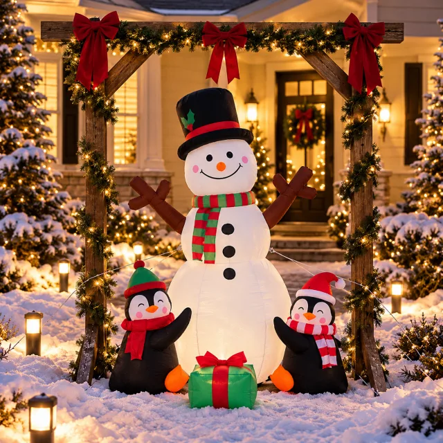 Christmas Inflatables Outdoor 6FT Snowman and Penguin