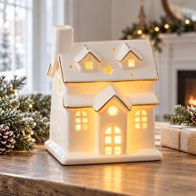 White Ceramic Christmas Village House