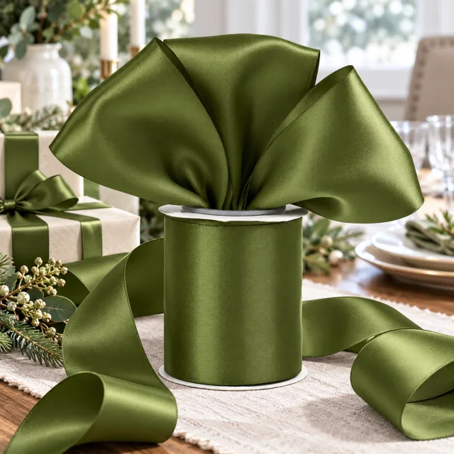 Moss Green Satin Ribbon