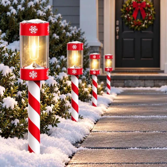 Christmas Solar Pathway Lights, 12 Pack Candy Cane