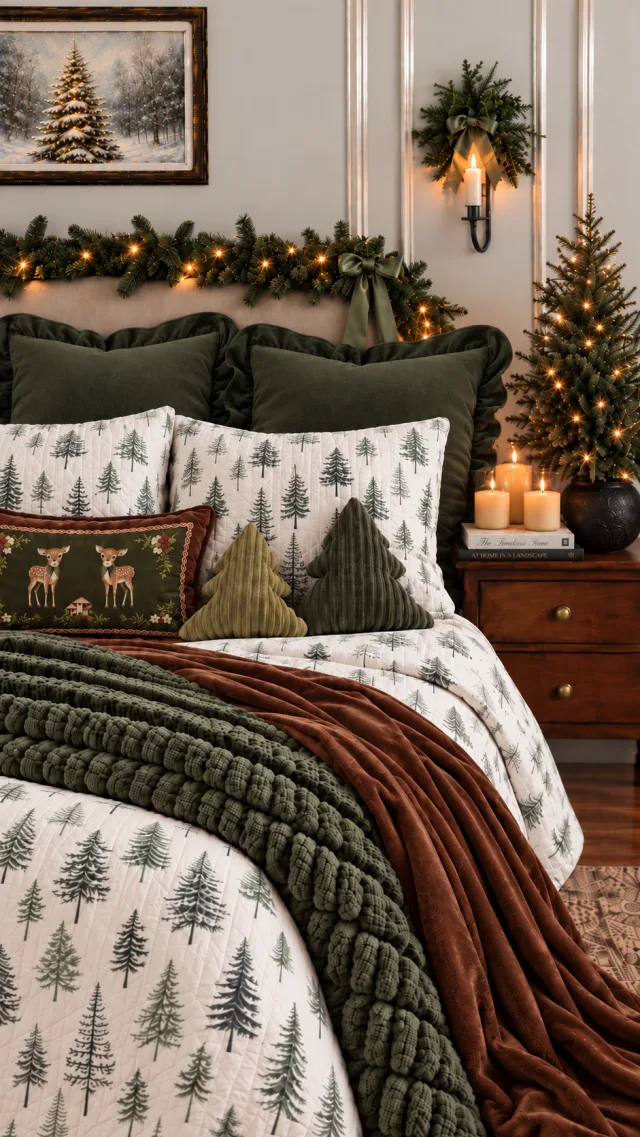 Green & Brown Christmas Bedroom
