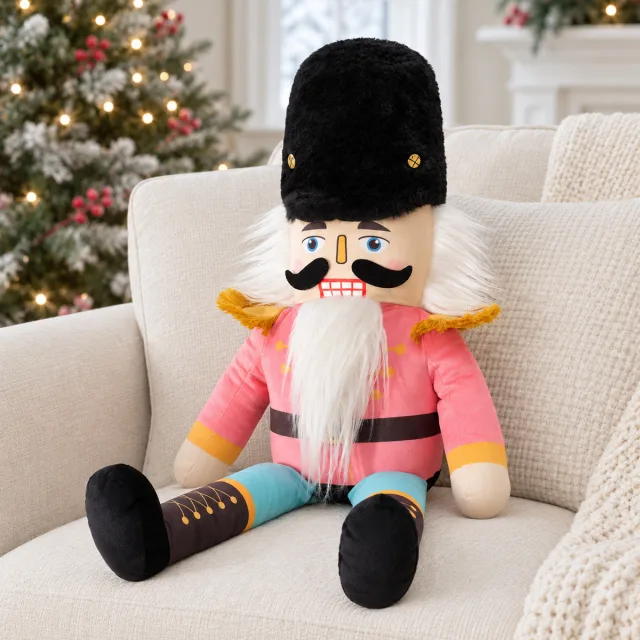 Handcrafted Velvet Nutcracker Christmas Throw Pillow